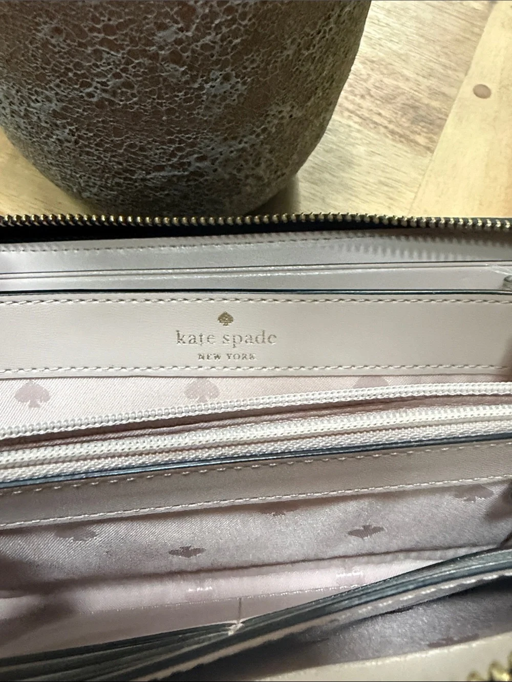 kate spade Black Leather Zip-Around Continental Wallet